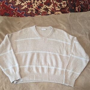 Brunello Cucinelli Soft Beige V-Neck Sweater